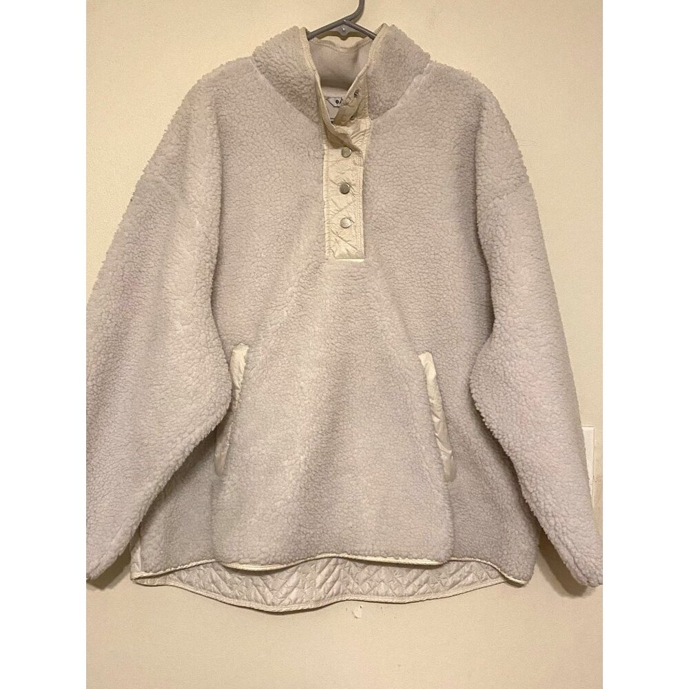 Athleta Cozy Sherpa Snap Sweatshirt Magnolia‎ White Size 2X 1/4 Snap